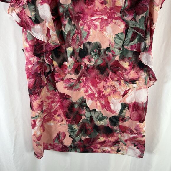 Tahari Arthur S Levine Dress Women's 12 Pink Floral Knee Length Zip Back Light - Picture 3 of 10